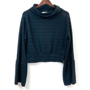 We The Free Black Bell Sleeve Knit Top